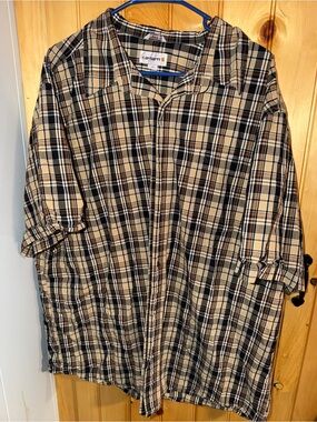 Men’s Carhartt Tan, Black & Cream Plaid Button Up short sleeve Shirt- Size 2xl